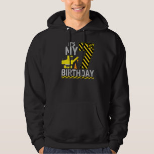 7 Years Old Boy It's My 7th Birthday Construction Hoodie