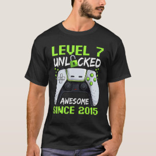 7 Years Old  Gamer Boy Birthday 7 Level Unlocked 2 T-Shirt