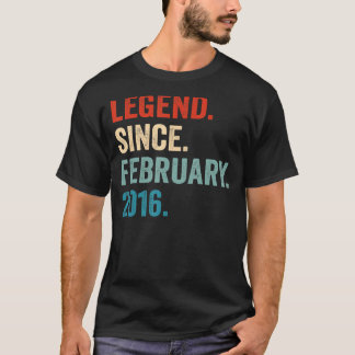 7 Years Old Gift Legend Since February 2016 7th Bi T-Shirt