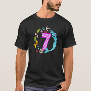 7 Years Old Girl Second 7th Birthday Mermaid Two Y T-Shirt