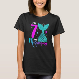 7 Years Old Girl Second 7th Birthday Mermaid Two Y T-Shirt