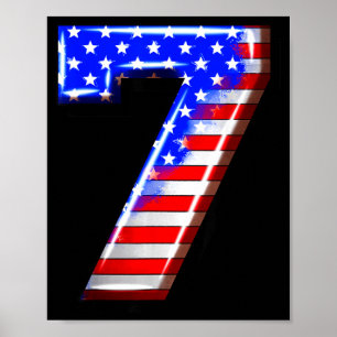 7 Years Old Kids America USA Flag 7th Birthday Poster