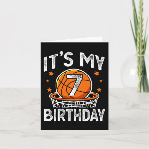 7 Years Old Kids Basketball Sport 7th Birthday Boy Card
