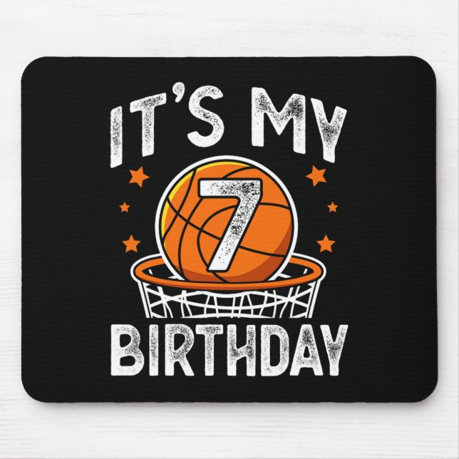7 Years Old Kids Basketball Sport 7th Birthday Boy Mouse Pad (Front)