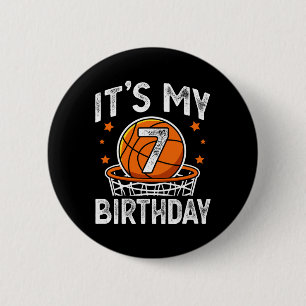 7 Years Old Kids Bysketbyll Sport 7th Birthday Boy 6 Cm Round Badge