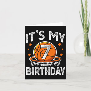 7 Years Old Kids Bysketbyll Sport 7th Birthday Boy Card