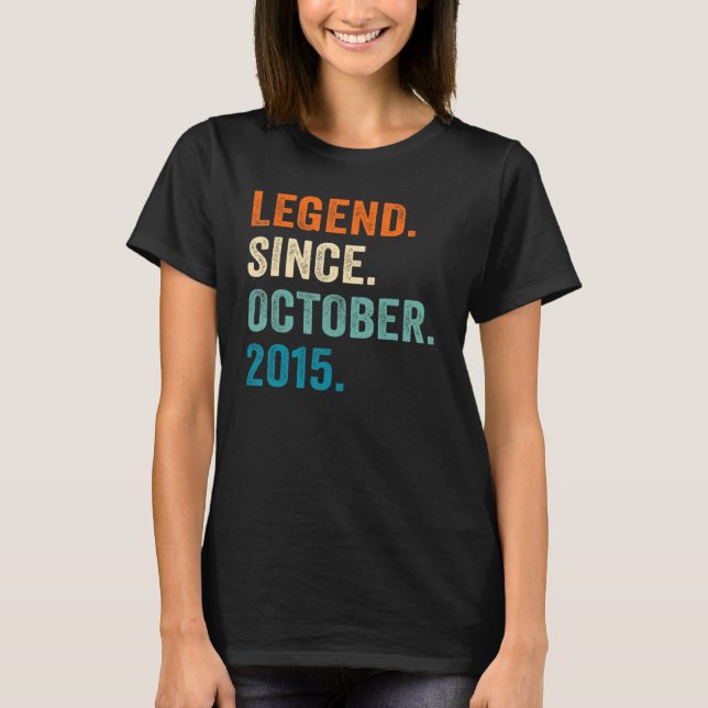 7 Years Old  Legend Since October 2015 7th Birthda T-Shirt (Front)