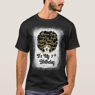 7 Years Old Leopard Melanin Girl It'S My Birthday T-Shirt