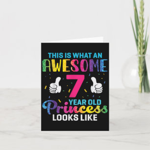 7 Years Old Princess Birthday Quote 7th B-day Kids Card