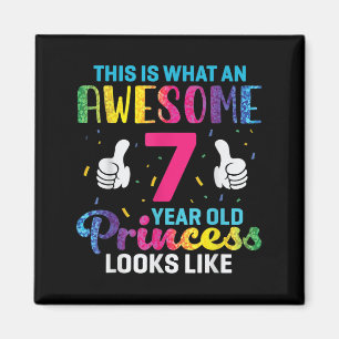 7 Years Old Princess Birthday Quote 7th B-day Kids Magnet