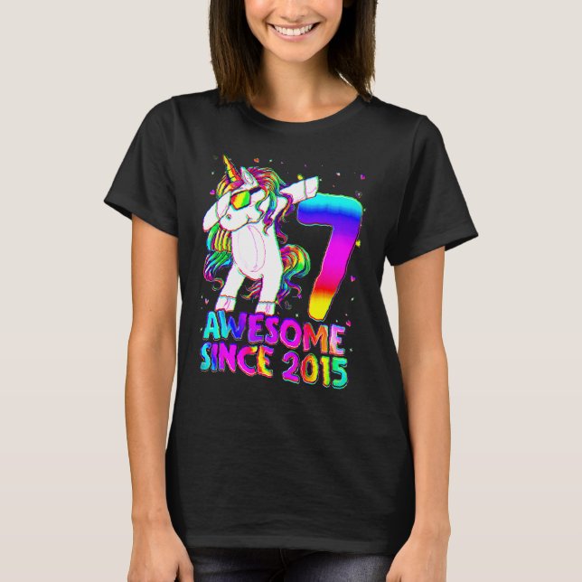 7 Years Old Unicorn Dabbing 7th Birthday Girl Unic T-Shirt (Front)