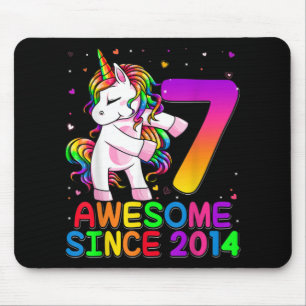 7 Years Old Unicorn Flossing 7th Birthday Unicorn Mouse Pad