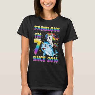 7 Years Old Unicorn Narwhal Girl 7th Birthday Girl T-Shirt