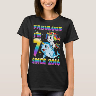 7 Years Old Unicorn Narwhal Girl 7th Birthday Girl T-Shirt