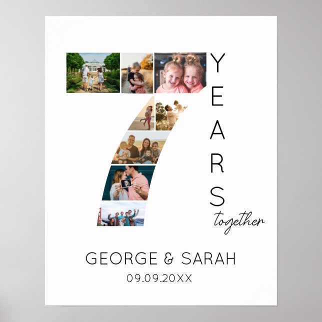 7 Years Together Photo Collage Wedding Anniversary Poster (Front)