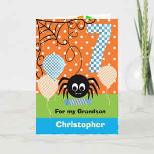 7h Birthday Halloween for Grandson Card