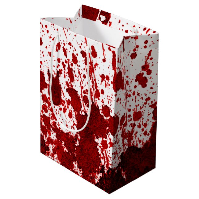 7lx4.5wx10h Medium Gift Bag Blood Splatter Vampire (Back Angled)