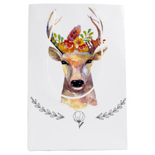 7lx4.5wx10h Medium Gift Bag boho deer Buck Head Br