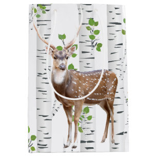 7lx4.5wx10h Medium Gift Bag Deer Doe Buck Woodland