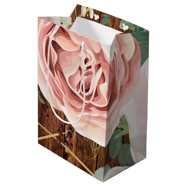 7lx4.5wx10h Medium Gift Bag Geometric Garden Rose (Back Angled)