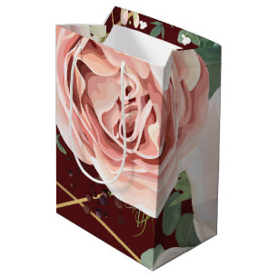 7lx4.5wx10h Medium Gift Bag Geometric Garden Wine