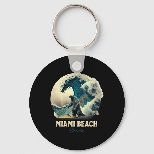 7miami Beach Florida Surfing Surfboard  Key Ring (Front)