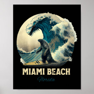 7miami Beach Florida Surfing Surfboard Poster