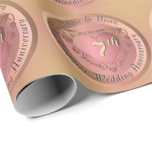 7th/22nd Copper Medallion ImageWedding Anniversary Wrapping Paper