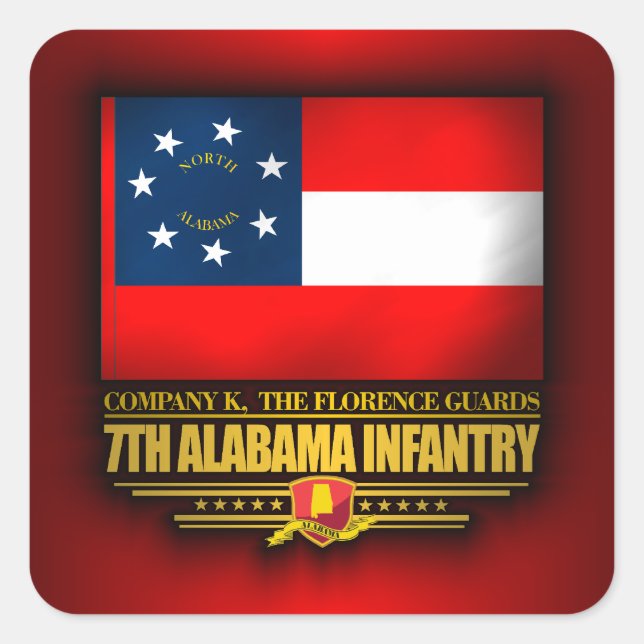 7th Alabama Infantry Square Sticker (Front)