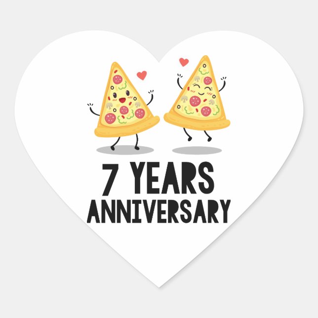 7th Anniversary 7 Years Heart Sticker (Front)