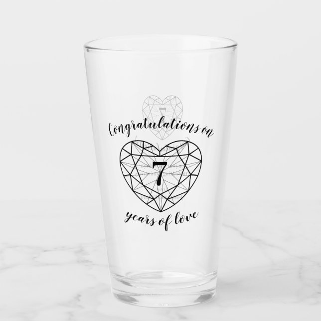 7th anniversary 7 years of love black onyx custom glass (Front)