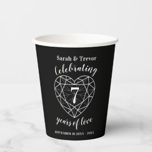 7th anniversary black onyx heart photo paper cups