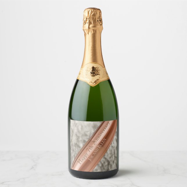7th Anniversary Copper and Wool Sparkling Wine Label (Front)