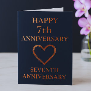7th Anniversary, Copper Theme with Photo & rings Card