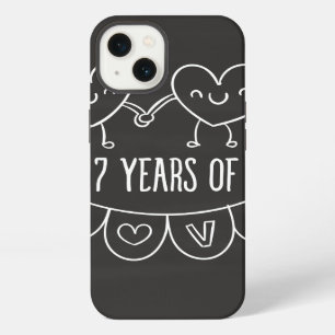 7th Anniversary Gift Chalk Hearts iPhone Case