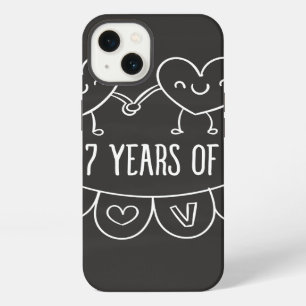 7th Anniversary Gift Chalk Hearts iPhone Case
