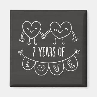 7th Anniversary Gift Chalk Hearts Magnet