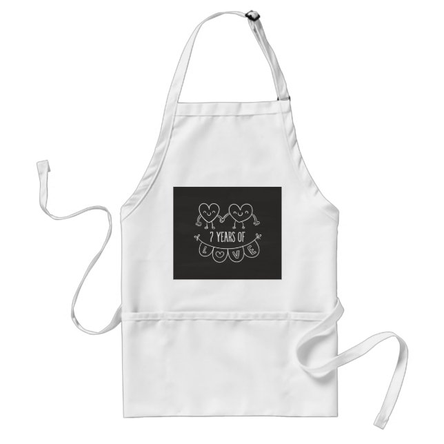 7th Anniversary Gift Chalk Hearts Standard Apron (Front)