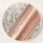 7th Anniversary, Wool and Copper Coaster<br><div class="desc">This coaster is the perfect gift for a couples seventh wedding anniversary. It features white sheep's wool and a copper banner, wool and copper being the traditional symbol for the 7th wedding anniversary. the text can be edited to make it personal. Perfect to combine with a matching card for an...</div>
