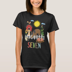7th Barnyard Birthday Party Farm Pig Horse Chicken T-Shirt