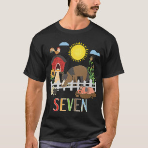 7th Barnyard Birthday Party Farm Pig Horse Chicken T-Shirt