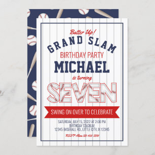 7th Baseball Birthday Invitation