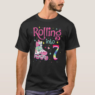 7th Bday Rolling Into 7 Birthday Girl Roller Skate T-Shirt