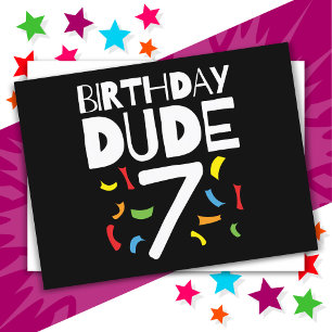 7th Birthday 7 Year Old Boy Party Birthday Dude 7 Postcard