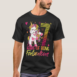 7th Birthday  7 Year Old Girl Flossing Unicorn Par T-Shirt