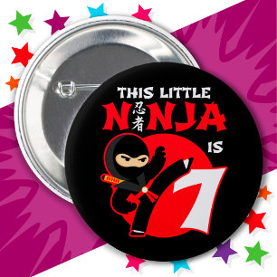 7th Birthday 7 Year Old Kids Party Little Ninja 7 6 Cm Round Badge