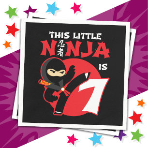 7th Birthday 7 Year Old Kids Party Little Ninja 7 Napkin