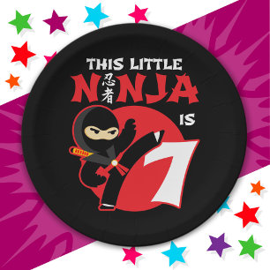 7th Birthday 7 Year Old Kids Party Little Ninja 7 Paper Plate