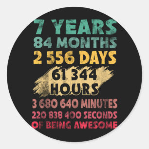 7th Birthday 7 Years Of Being Awesome Classic Round Sticker