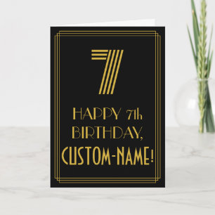 7th Birthday: Art Deco Inspired Look "7" & Name Card